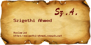 Szigethi Ahmed névjegykártya